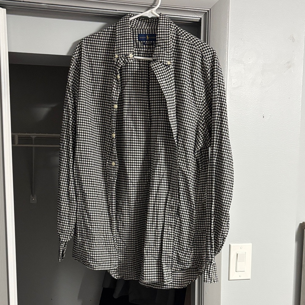 Polo by Ralph Lauren Black and White Checkered Casual Button Down Shirt